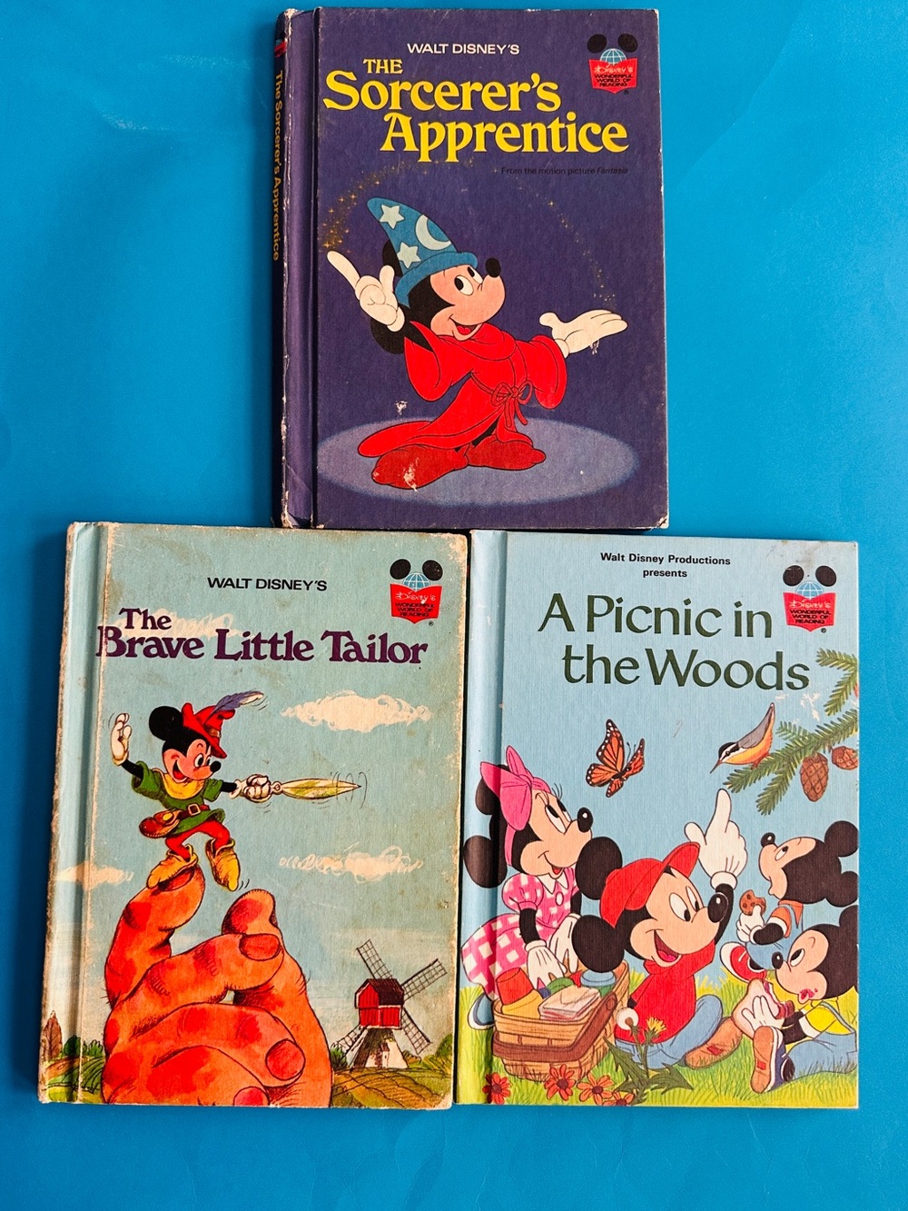 Walt Disney Classic Hardcover Vintage 70’s Mickey Titled Storybooks Set of 3